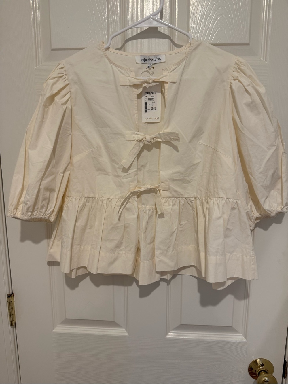 Sofie the Label Tie Front puff sleeve shirt